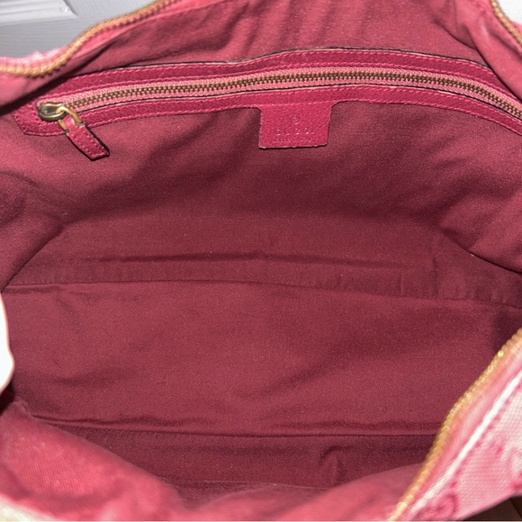 Gucci Vintage Medium Pink GG Canvas Horsebit Handle Shoulder Bag Handbag Tote - Picture 8 of 15